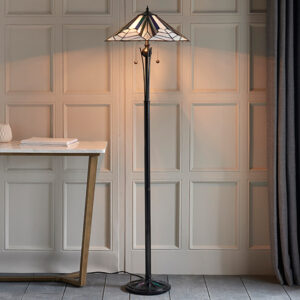 Astoria Tiffany Glass Floor Lamp In Black