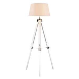 Baline Cream Fabric Shade Floor Lamp With White Tripod Base