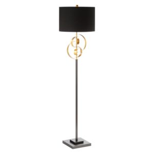 Arras Black Linen Shade Floor Lamp With Gold Leaf Metal Base