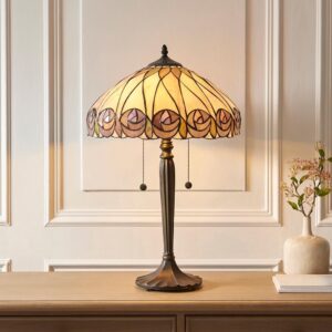 Hinton Tiffany Glass Table Lamp In Multicolour