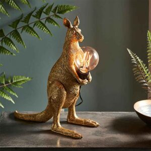 Cesme Kangaroo Shape Table Lamp In Vintage Gold