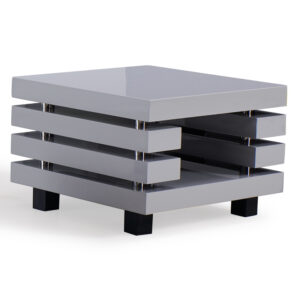 Preston High Gloss Square Lamp Table In Light Grey