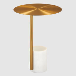 Victoria Metal Lamp Table With White Marble Base In Gold