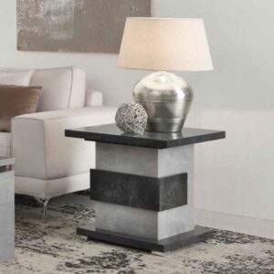 Heston High Gloss Lamp Table in Grey Marble Effect