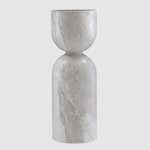 Salina Marble Round Lamp Table In White Volakas Natural