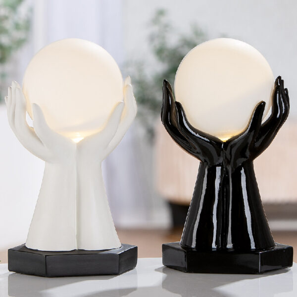 Carnation Synthetic Resin Hands Set of 2 Table Lamp in Black and White