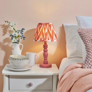 Zapopan Apricot Orange 20cm Shade Wood Table Lamp In Pink Clay